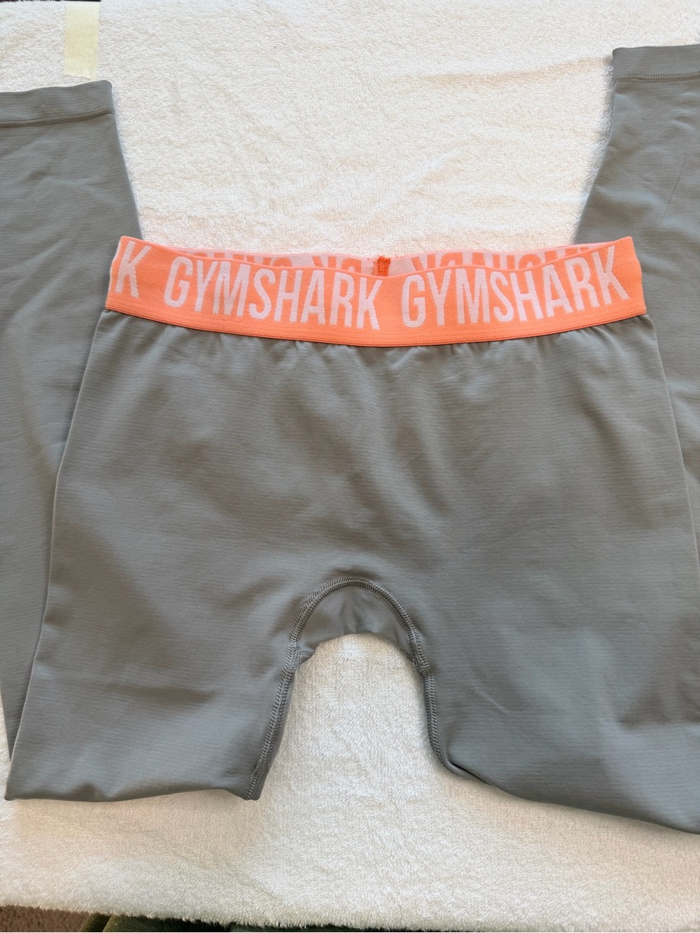 Gymshark Grey Leggings with Coral Logo Waistband